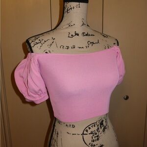 Zara Pink Off-Shoulder Crop Top